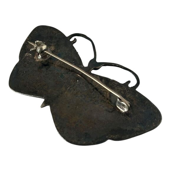 Vintage Sterling Silver and Rainbow Enamel Butterfly Pin - Picture 2 of 4